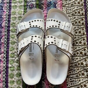 Birkenstock White Sandals with Stud Accents *RARE*